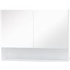 Easycomfort Armadietto con Specchio a Muro, Luci a LED, Ripiano Aperto e Ripiano Interno, 80x15x60cm
