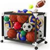 Relaxdays Carrello Porta palloni, 4 Ruote con Freno, HxLxP 85 x 120 x 78 cm, per Calcio, Basket e Volley, Nero