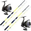 Generico canna pesca seppia bolentino spinning barca mare con mulinello 3000 filo kit 2 PEZZI mt. 2,10