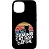 Retro Sunset Gamer Dad Gaming Custodia per iPhone 15 Gioco retrò gatto papà gioco su gatto su