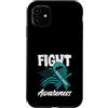 Cervical Cancer Awareness Teal Ribbon Ap Custodia per iPhone 11 Lotta al cancro cervicale consapevolezza bandiera americana nastro verde acqua