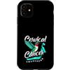 Cervical Cancer Awareness Teal Ribbon Ap Custodia per iPhone 11 Nastro color foglia di tè per la consapevolezza del cancro cervicale, per amanti degli uccelli