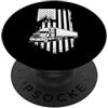 Trucker Vintage Americana Rig Patriotic Patriotic Semi Truck Funny Distressed Flag Dicendo PopSockets PopGrip Adesivo