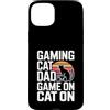 Retro Sunset Gamer Dad Gaming Custodia per iPhone 15 Plus Gioco retrò gatto papà gioco su gatto su