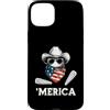 Merica USA Patriotic Cute Funny 4th of J Custodia per iPhone 15 Plus Pinball Retro Vintage 70s 80s Bandiera Americana Bandana Gamer