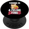 Matching Sassy Cat Themed Birthday Party Turning 20 And Feline Fine Pun Per Festa Di Compleanno A Tema Gatto PopSockets PopGrip Adesivo