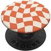 Distorted Checkered Pattern in Orange Re Motivo a scacchi distorti in arancione - Scacchiera retrò PopSockets PopGrip Adesivo