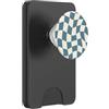 Distorted Checkered Pattern in Blue Retr Motivo a scacchi distorti in blu - Scacchiera retrò anni '70 PopSockets PopWallet per MagSafe