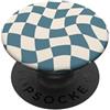 Distorted Checkered Pattern in Blue Retr Motivo a scacchi distorti in blu - Scacchiera retrò anni '70 PopSockets PopGrip Adesivo
