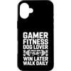 Gaming Workout Gamer Gym Motivation Custodia per iPhone 16 Plus Gamer Fitness Dog Lover Sudore Ora Vinci Più Tardi Passeggiata Ogni Giorno