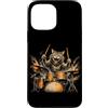 Drumming Cat Playing Drums Gifts Men Wom Custodia per iPhone 13 Pro Max Rock Band Gatto Bacchette Bacchette Divertenti Musica Rock Batteria