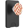 Distorted Checkered Pattern in Orange Re Motivo a scacchi distorti in arancione - Scacchiera retrò PopSockets PopWallet per MagSafe