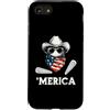 Merica USA Patriotic Cute Funny 4th of J Custodia per iPhone SE (2020) / 7/8 Pinball Retro Vintage 70s 80s Bandiera Americana Bandana Gamer