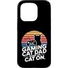 Retro Sunset Gamer Dad Gaming Custodia per iPhone 15 Pro Gioco retrò gatto papà gioco su gatto su