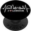 Città di Londra disegni e regali Londra Skyline Battito Cardiaco Bandiera Cuore I Love London PopSockets PopGrip Adesivo