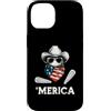 Merica USA Patriotic Cute Funny 4th of J Custodia per iPhone 14 Pinball Retro Vintage 70s 80s Bandiera Americana Bandana Gamer
