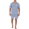 Fruit of The Loom Men's Broadcloth Short Sleeve Pajama Set, Blue Stripe, 4X