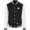STARTER BLACK LABEL Giacca da uomo Starter College in pile, nero/bianco, XXL