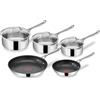 Tefal Jamie Oliver by Tefal Cook's Direct, set di pentole in acciaio inox, 5 pezzi, E304S544