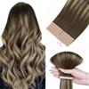 hotbanana Estensioni Mini Tape Hotbanana Capelli Veri, 10 pezzi, 30g, 35cm (14 pollici), Marrone Cioccolato con Biondo Miele, Estensioni Tape In Capelli Veri Remy