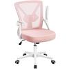 Yaheetech Sedia da Ufficio Scrivania Ergonomica Lombare con Braccioli Altezza Regolabili Ruote Girevoli Schienale in Rete Traspirante Portata 136 kg Rosa