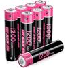 QUZMOIIS Confezione da 8 batterie ricaricabili AAA, 1200 mAh, ad alta capacità AAA, 1,2 V, NI-MH AAA Recharge