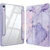 FINTIE Custodia per Samsung Galaxy Tab S10 Lite 2025 /S10 FE /S9 FE 10.9/S9 11 con S Pen Portapenne - Antiurto Sottile Case Posteriore Trasparente Cover con Auto Sonno/Sveglia, Lilla Marble