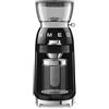 Smeg, Macinacaffè CGF03BLEU, 15 Livelli di Macinatura, Contenitore Chicchi Caffè da 240 g, Quantità di Macinatura Regolabile, con Sistema Antistatico, 150 W, Nero