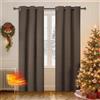Ystyle Tende Oscuranti 100% Per Interni 2 Pezzi, 140x175cm, Effetto Lino Termiche Isolanti Freddo E Caldo Anti-Rumore, Tende Natalizie Soggiorno Camera Letto Moderne Con Anelli, Caffè