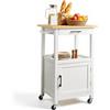 VEVOR Carrello da Cucina con Anta Singola, Carrello Mobile con Cassetto, Portasciugamani e Ganci, Tavolo Portatile con Ruote, Piccole Isole da Caffè, Supporto per Sala da Pranzo, Bianco