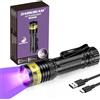 DARKBEAM Torcia UV 395nm Luce nera, Mini ma potente Blacklight USB-C ricaricabile, resistente all'acqua focalizzabile, rilevatore per l'urina degli animali domestici, resina di curazione