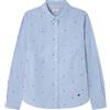 SPRINGFIELD Nuova Camicia Struttura con Ricamo di Alberi, Blu, 42