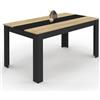IDMarket - Tavolo da pranzo rettangolare GEORGIA per 8 persone in simil-faggio e nero 160 x 90 cm