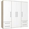 AVANTI TRENDSTORE Fathie - Armadio con 4 ante battente e 4 cassetti in legno laminato, con ripiani e bastone appendiabiti. Disponibile in diversi colorazioni. LAP 206x200x59 cm.