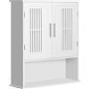 kleankin Mobiletto da Bagno a Muro, Mobiletto Multiuso Salvaspazio con Armadietto a 2 Ante e Ripiano Inferiore Bianco, 60x20x70cm
