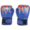 Lintat - Guanti da boxe per bambini, professionali, regolabili, traspiranti, in pelle PU, con motivo fiamma, per bambini dai 3 ai 12 anni, 1 paio, colore: blu