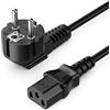 deleyCON 1,5m Cavo Alimentazione Corrente Linea con Spina Tipo F (CEE 7/7) 90° Angolato a Presa C13 PC Computer Monitor Stampante Proiettore - Nero