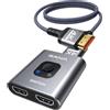 GANA Switch HDMI Splitter - Sdoppiatore HDMI 4K Switch Bidirezionale -2 Ingresso a 1 Uscita o 1 in a 2 out- Alluminio Commutatore Supporta 4K 3D 1080P per TV, Fire stick, Xbox, PS3 PS4 PS5