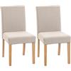HOMCOM Set 2 Sedia Moderne da Pranzo con Seduta e Schienale Imbottiti, Gambe in Legno di Gomma, 56x46x88 cm, Crema | Aosom Italy