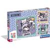Clementoni - Puzzle per Bambini 3x48 Pezzi Supercolor, per Bambini 5+ Anni, Illustrazione con Personaggi di Kuromi Hello Kitty and Friends, Idea Regalo, Made in Italy, 21x20,5 cm, 25027