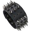 MILAKOO Bracciale punk per uomo donna Cinturino in pelle nera gotica con borchie in metallo Bracciale rigido con rivetti a punta