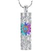 AIWENXI Collana con urna di girasole per cenere, per cremazione, gioielli cilindri, in acciaio inox, uomo/animale domestico, cenere, souvenir, amante della cenere, ciondolo per uomini e donne