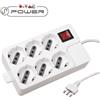V-TAC MULTIPRESA BIPASSO SCHUKO 6 POSTI CON INTERRUTTORE MULTICFG2-LED8749