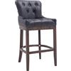 CLP Sgabello Cucina Chesterfield In Legno Lakewood Antico-Scuro I Sgabello Alto In Vera Pelle Alt. 74 CM, Colore:nero