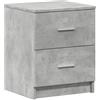 vidaXL Comodino con 2 Cassetti Grigio Cemento 40x36x50 cm