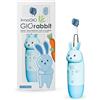 innoGIO GIOrabbit - Spazzolino da denti elettrico per bambini, 7 colori LED, manico in silicone, 4 modalità, timer 2 min, adatto per bambini da 2 a 12 anni, blu, batteria AAA non inclusa (testina