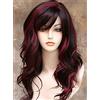 colorful panda Nero mix rosso lungo ondulato cosplay parrucca per le donne, capelli pieni con pony lungo volume ricci parrucca sintetica ricci, anime cosplay Halloween costume partito parrucca