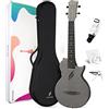 Enya - Ukulele tenore da viaggio, in fibra di carbonio, corpo cutaway, per adulti, 66 cm, con kit per principianti, con custodia, tracolla, capotasto e corde (Nova U Pro, nero)