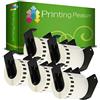 Printing Pleasure 5 x DK22251 Etichette adesive continuo compatibile per Brother QL-800 QL-810W QL-820NWB | 62mm x 15.24m | Rosso e nero su bianco