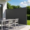 VEVOR Tenda Laterale Retrattile 180 x 300 cm Parasole, Divisorio Paravento per Terrazza con Tessuto in Poliestere, Impermeabile Frangivista Grigio, da Esterno per Giardino Balcone Piscina Terrazzo